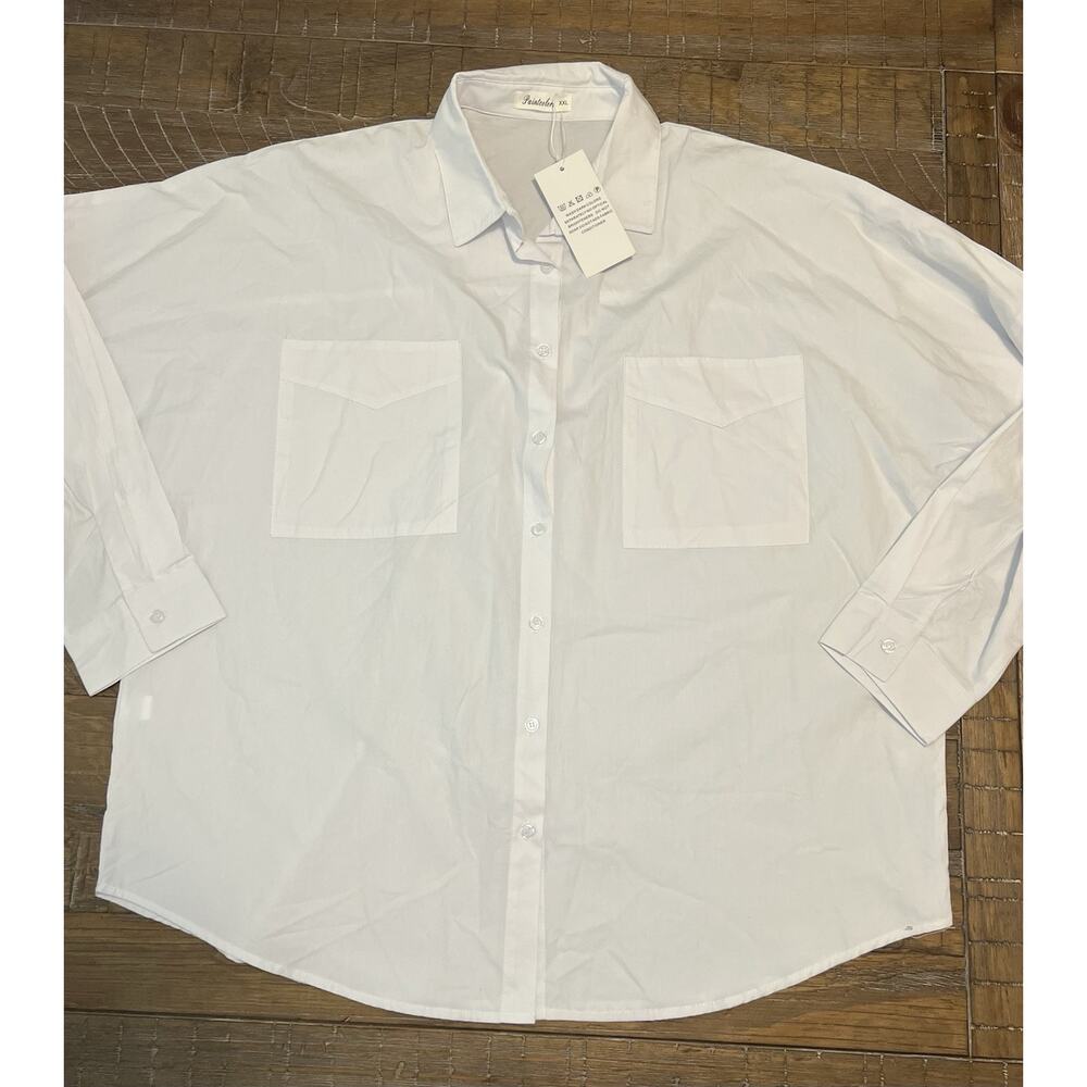 Men’s White Button Down Shirt Size XXL NWT Small Stain On Hem Church Office
